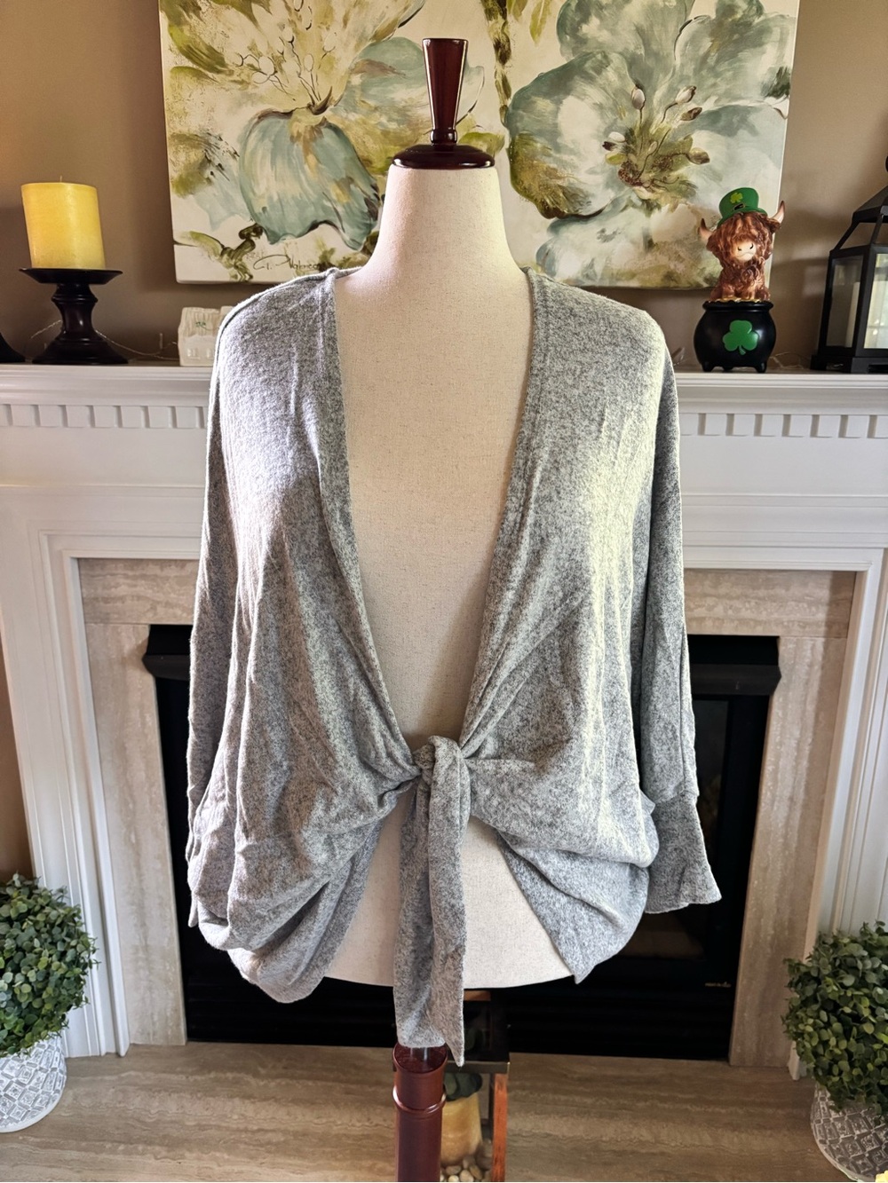 *NEW* Chico’s Knit Top Tie Front Cardigan - Heather Grey - Size 4 (XXL)